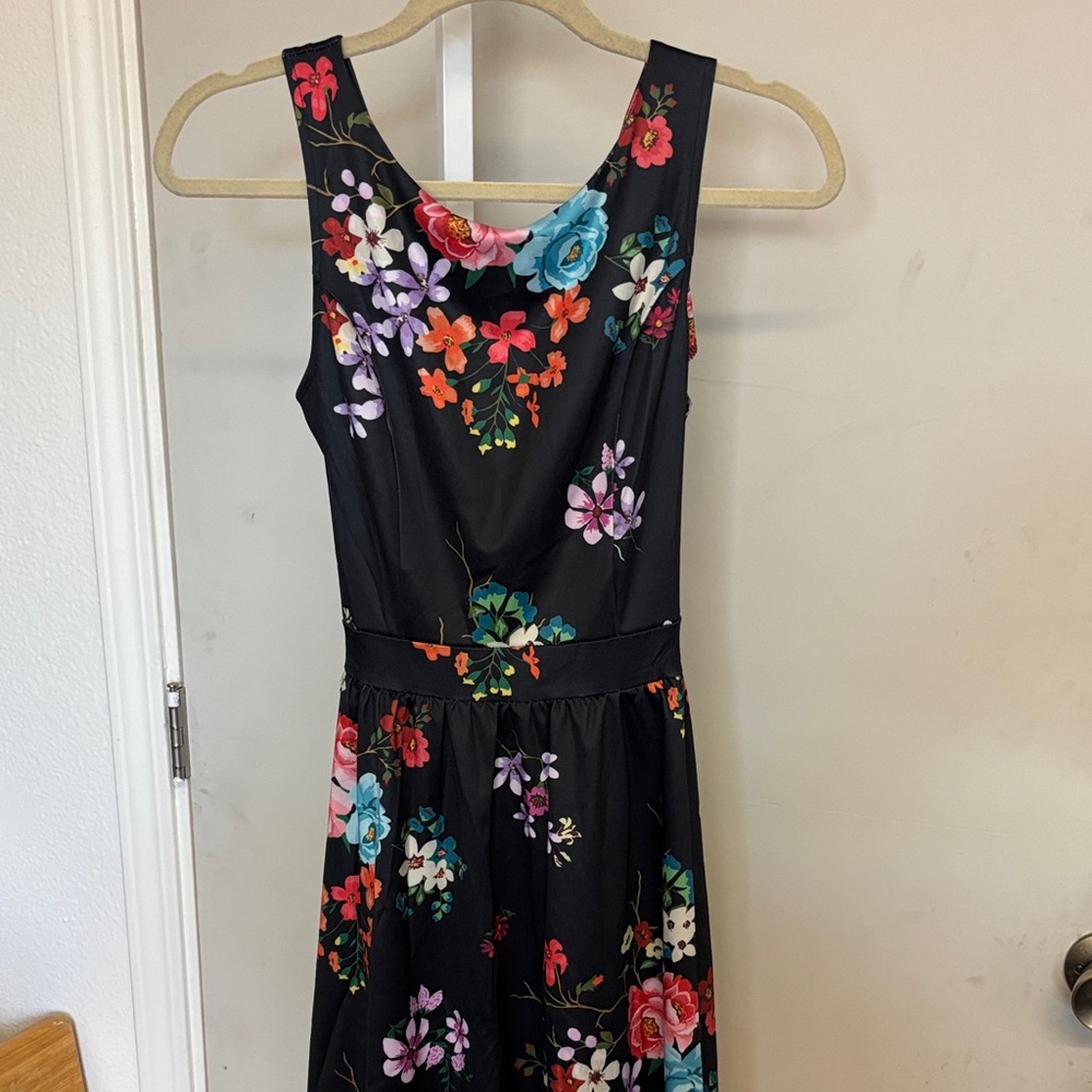 NWT Floral Sleeveless Dress - Navy Blue with Multicolor Flowers
